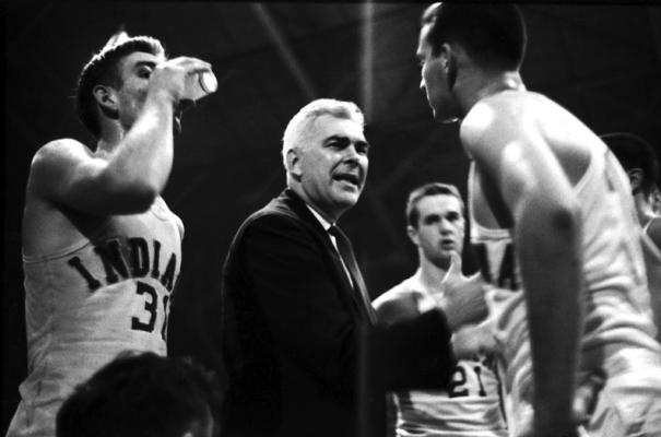 BRANCH MCCRACKEN has a coaching moment during his successful career at Indiana. McCracken was no stranger to NCAA Final Fours.