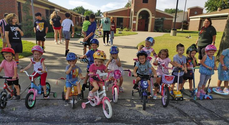 First Lutheran held its annual Trike-athon on Thursday - September 15. The Preschool 3 years to first grade take turns riding bikes, trikes, and scooters around the parking lot to raise funds for St. Jude’s Children’s Research Hospital. Photos provided.