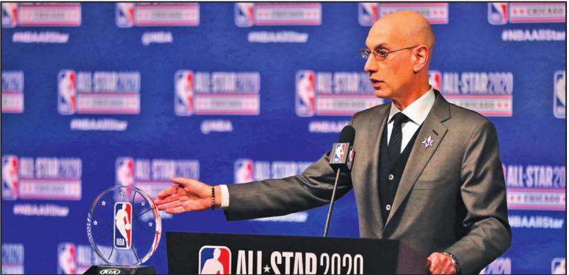 NBA Commissioner Adam Silver talks during events at NBA All-Star weekend on February 15, 2020, at the United Center in Chicago. (Chris Sweda/Chicago Tribune/TNS)