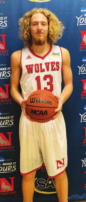 LUKE SEALS of Ponca City is shown decked out in a Newberry uniform. Seals will be a member of the Newberry Wolves college team next season.