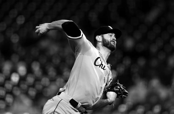 STARTING PITCHER Lucas Giolito (27) of the Chicago White Sox pitches during the 1st inning of the game against the Kansas City Royals at Kauffman Stadium on May 9, 2023, in Kansas City, Missouri. (Jamie Squire/Getty Images/TNS)