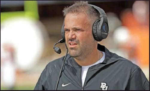 BAYLOR HEAD coach Matt Rhule watches from the sideline during a game earlier this year. Rhule may have only been joking when he said he sometimes still wakes up in the middle of the night haunted by the memory of those highlight plays TCU’s Jalen Reagor made against the Bears last season. But that was in the last loss for the Bears, when Reagor pretty much single-handedly beat them by turning a screen pass into a 65-yard touchdown and running 37 yards for a score on a fourth-and-1 reverse. (AP Photo)