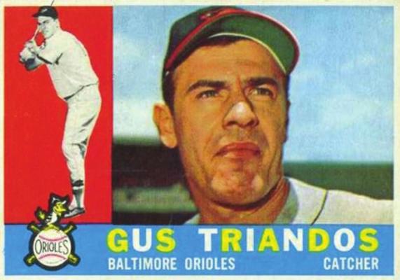 GUS TRIANDOS was a home run hitting catcher who was sent to the Baltimore Orioles from the New York Yankees in the 1954 17-player trade. Triandos helped out the Orioles immensely in the years to come.