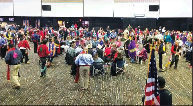 A LARGE CROWD participates in last year’s Otoe-Missouria Winter Encampment. This year’s dance takes place Saturday, Jan. 18 at the 7 Clans First Council Casino.