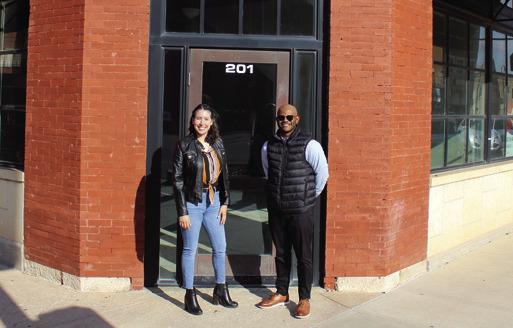 FOUR NEW luxury apartment units are planned to go within the space above the old Boomerang Diner location at 201 East Grand Avenue, and a new restaurant is already planned to occupy the space. Pictured from left to right are investors Belen Caballero and Timias Woods, who hope the space can lead to more developments downtown. (Photo by Calley Lamar)