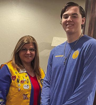 Pioneer Woman Museum. Lucas is pictured with Ponca City Noon Club President Debbie Woodruff. (Photo Provided)