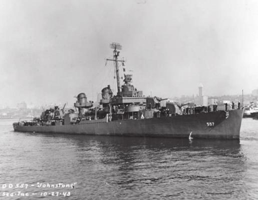USS Johnston (DD-557) off Seattle or Tacoma, Washington, 27 October 1943. (U.S. Navy Photo/RELEASED)