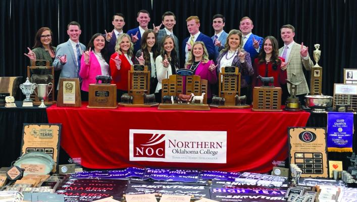 NOC Tonkawa’s Livestock Judging Team was named National Team of the Year. The 15-member team is pictured with their individual and team awards from 2022-23. See the full story on page 8.