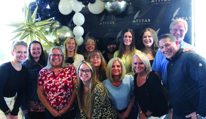 A Business After Hours networking event was held at the Ponca City Country Club on Thursday, April 27, hosted by Titan Title and Closing from 5 pm to 7 pm. Pictured are the Titan Title and Closing team. (Photo by Calley Lamar)