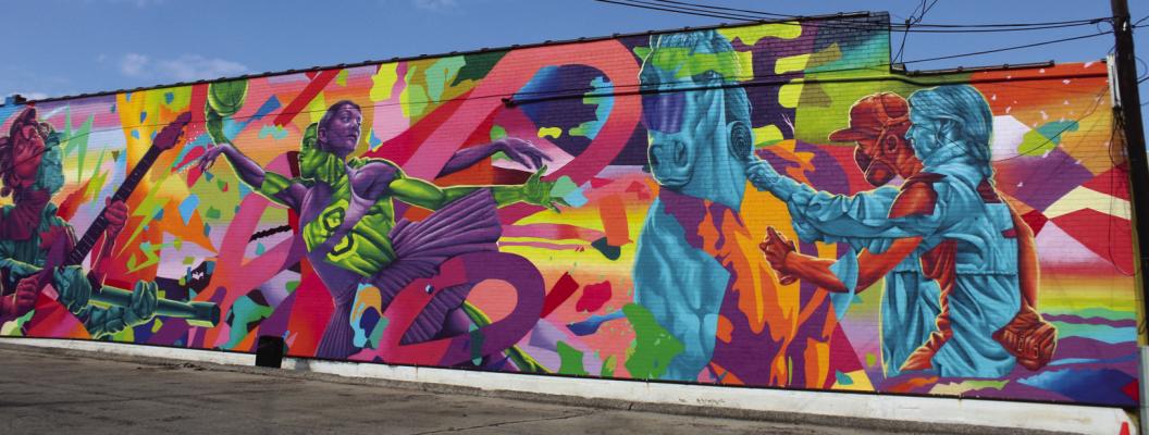 THE UNITY Mural is located at 420 E. Grand Ave. behind the Chamber of Commerce building. The mural was painted by artists Virginia Sitzes and Carlos Barboza over the course of nine days. (Photo by Calley Lamar)
