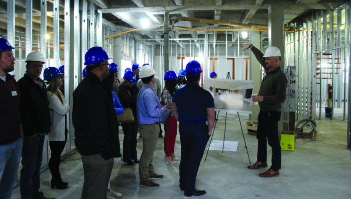 PCPS Assistant Superintendent Adam Leaming provided a tour of the new Anderson STEM building to the 36th Leadership Class. Po-Hi was one of several stops during their education session. (Photo by Calley Lamar)