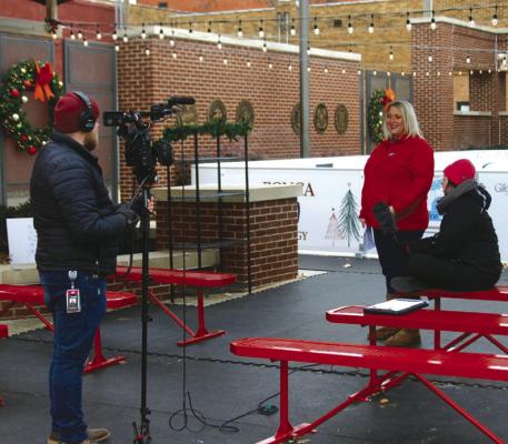 Executive Director Maci Graves is filmed and interviewed about the Ice on the Plaza program.
