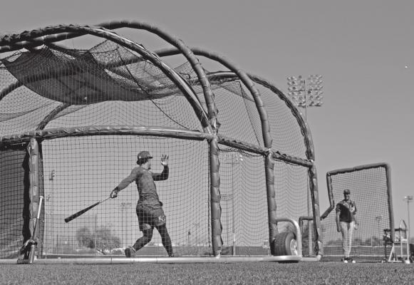 KANSAS CITY Royals’ Adalberto Mondesi bats during spring training baseball practice in Surprise, Ariz. (AP Photo)