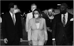 U.S. House Speaker Nancy Pelosi, D-Calif., with her delegation, arrives in Taiwan as she is welcomed by Taiwan Foreign Minister Joseph Wu, left, at Taipei Songshan International Airport, Tuesday, Aug. 2, 2022. (Taiwan Foreign Ministry/Zuma Press/TNS)