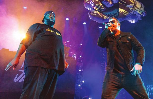 Michael Render (Killer Mike) and Jaime Meline (EL-P) of Run The Jewels at the Orpheum Theater on February 15, 2017 in Madison, Wisconsin. (Daniel DeSlover/Zuma Press/TNS)