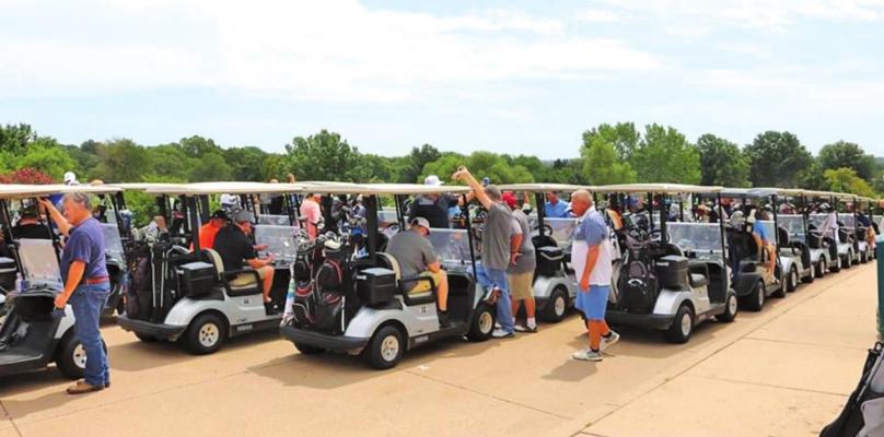 Golfers line up to head out on Wentz Golf Course for a beautiful day of golf.