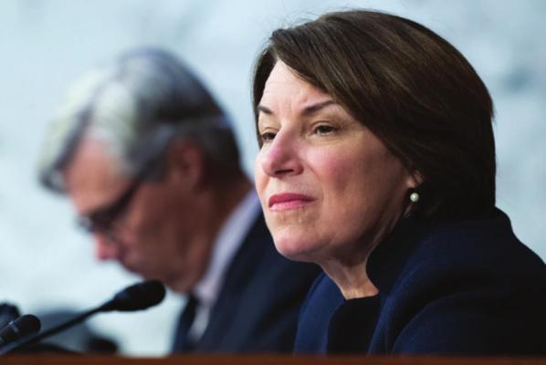 Sen. Amy Klobuchar (D-MN) on Capitol Hill on Sept. 29, 2021, in Washington, D.C., has cosponsored a tech regulation bill that Apple has warned will seriously disrupt its business model. (Tom Williams/Pool/Getty Images/TNS)