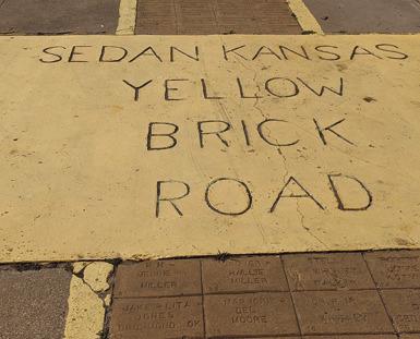 The Yellow Brick Road in Sedan, KS includes bricks from former Kansas Senator Bob Dole and his wife and circus clown Emmett Kelly.