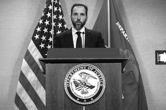 SPECIAL COUNSEL Jack Smith speaks to the press at the US Department of Justice building in Washington, DC, on Aug. 1, 2023. Donald Trump was indicted on Aug. 1, 2023, over his efforts to overturn the results of the 2020 election -- the most serious legal threat yet to the former president as he campaigns to return to the White House. (Saul Loeb/AFP via Getty Images/TNS)