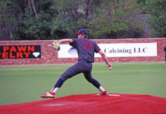 AARON HOSACK of Ponca City pitches in a game against Enid in Enid last season. The Wildcat baseball team and other spring sports teams officially begin their 2020 seasons next week. (News Photo by David Miller)