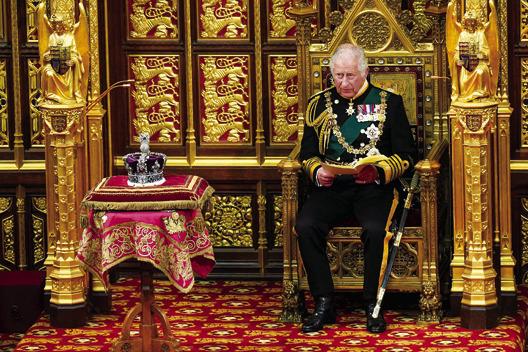 Queen Elizabeth’s 73-year-old son, Charles, seen here in May 2022 in the House of Lords Chamber, will be anointed as king on Saturday. (Arthur Edwards/WPA Pool/Getty Images/TNS)