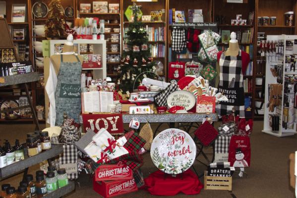 Brace Books and More shows their holiday spirit with Christmas merchandise on display. (Photo by Dailyn Emery)