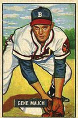 THIS IS Gene Mauch’s player card when he was with the Boston Braves. However he was better known for his years as a manager.