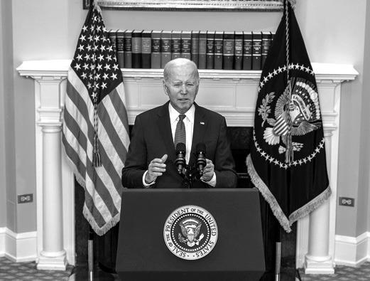 U.S. PRESIDENT Joe Biden delivers remarks in the Roosevelt Room of the White House on Oct. 1, 2023, in Washington, DC. (Tasos Katopodis/Getty Images/TNS)