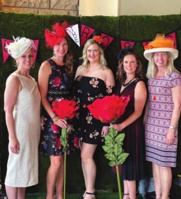 Jockeys and Juleps committee members are from the left: Dr. Margaret Bowman, Amy Wilcox, Katie Liston, Dondi Rowe, and Jennifer Hoak.