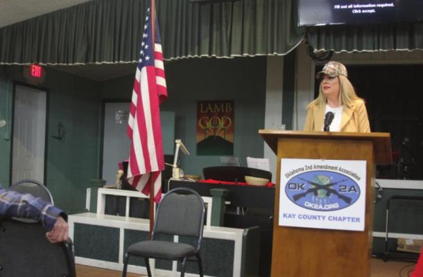 Jessica Jean Garrison, guest speaker at the Ponca City Kay County Chapter of the OK2A Association (Photo by Darlene Engelking)