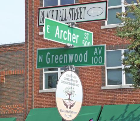 The Gateway to Greenwood intersection is a corridor to the site of the 1921 Tulsa Race Massacre. Jim North/Gaylord News