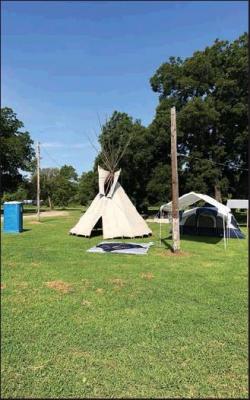 PREPARATIONS BEGIN for the 143rd annual Ponca Tribe Celebration, or Powwow at White Eagle Park south of Ponca City. The powwow will be held Aug. 22-25. (News Photo by Mike Seals)