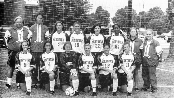 The NOC Women’s Soccer Team in 1998. Coaches Michael Riley and Michael DuRoy started Mavs’ soccer in 1997. This season, the Mavs celebrate 25 years of soccer at NOC. (photo provided)