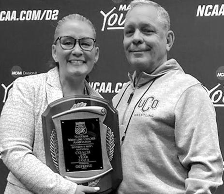 NWCA DEPUTY Director Jackie Pacquette and UCO wrestling coach Todd Steidley. (Photo provided)