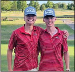 TWO WILDCAT golfers, Cooper Hermann and Hunter Austin, earned spots in the Oklahoma Secondary School Activities Association Class 6A State Golf Tournament in Monday’s Regional Tournament. The State Tournament will open on Thursday at the Bailey Ranch Golf Club in Owasso. Monday’s regional was at the Broken Arrow Golf and Athletic Club. Both golfers have an early tee time Thursday morning. Photo provided