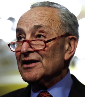 U.S. SENATE Majority Leader Chuck Schumer (D- New York) speaks during a news conference following the Senate Democrat weekly policy luncheons at the U.S. Capitol Building on April 18, 2023, in Washington, D.C. (Anna Moneymaker/ Getty Images/TNS)