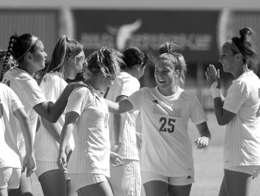 NOC women celebrate a goal against Murray State on Wednesday. (photo by John Pickard/Northern Oklahoma College)